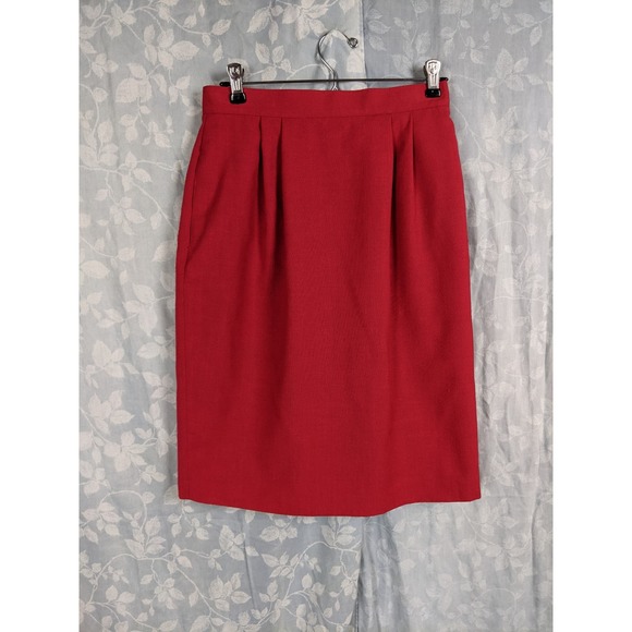 Vintage Karen Scott Petites Vibrant Red Pencil Skirt Small - Picture 1 of 4
